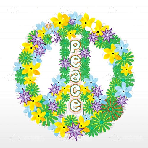 Colourful Floral Peace Sign